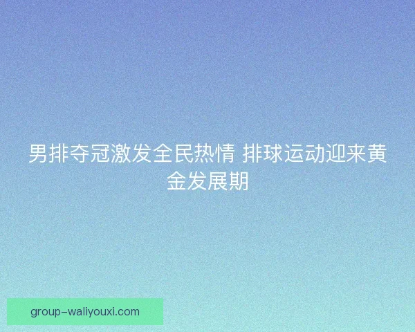 男排夺冠激发全民热情 排球运动迎来黄金发展期
