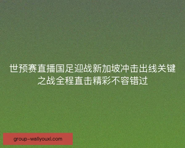 世预赛直播国足迎战新加坡冲击出线关键之战全程直击精彩不容错过